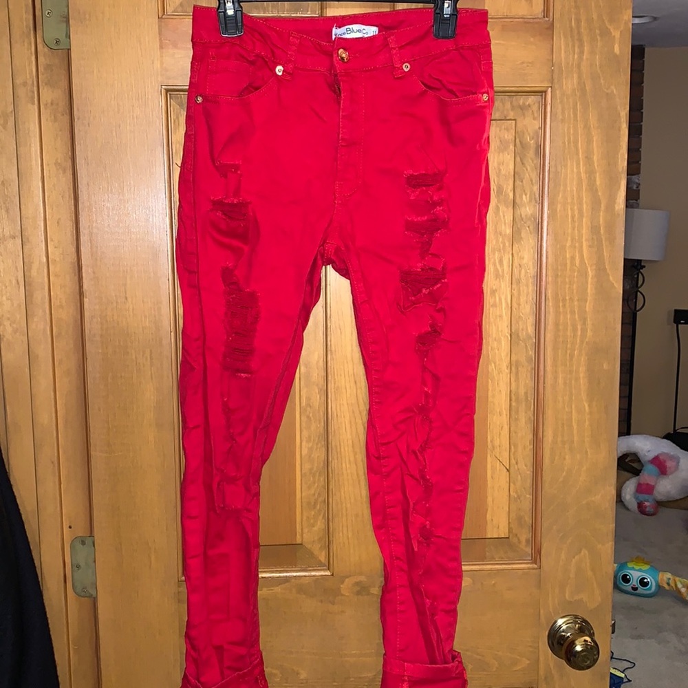 Red Ripped Jeans
